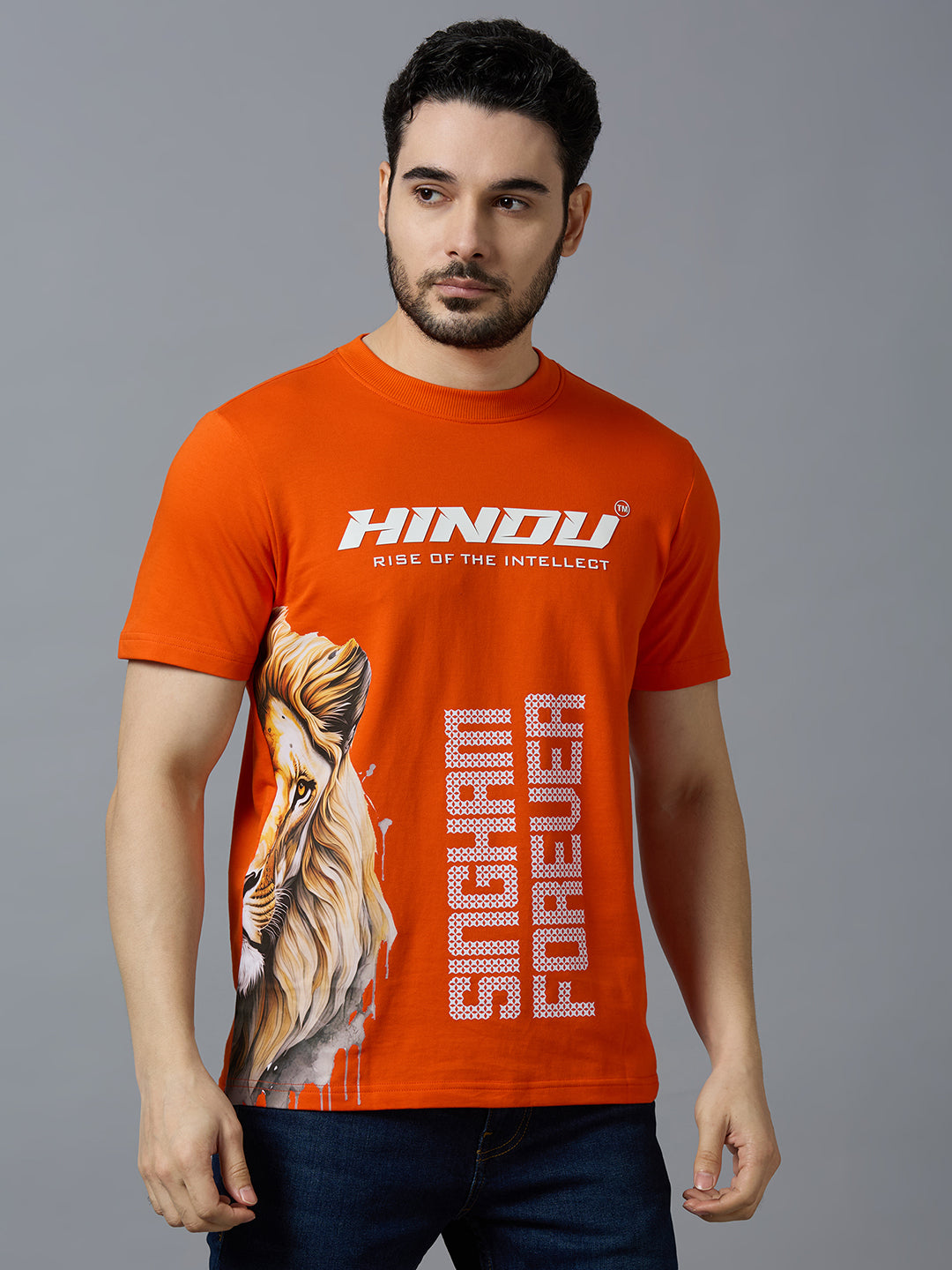 HD ORANGE ANIMAL PRINT RIBNECK TSHIRT YELLOW TIGER