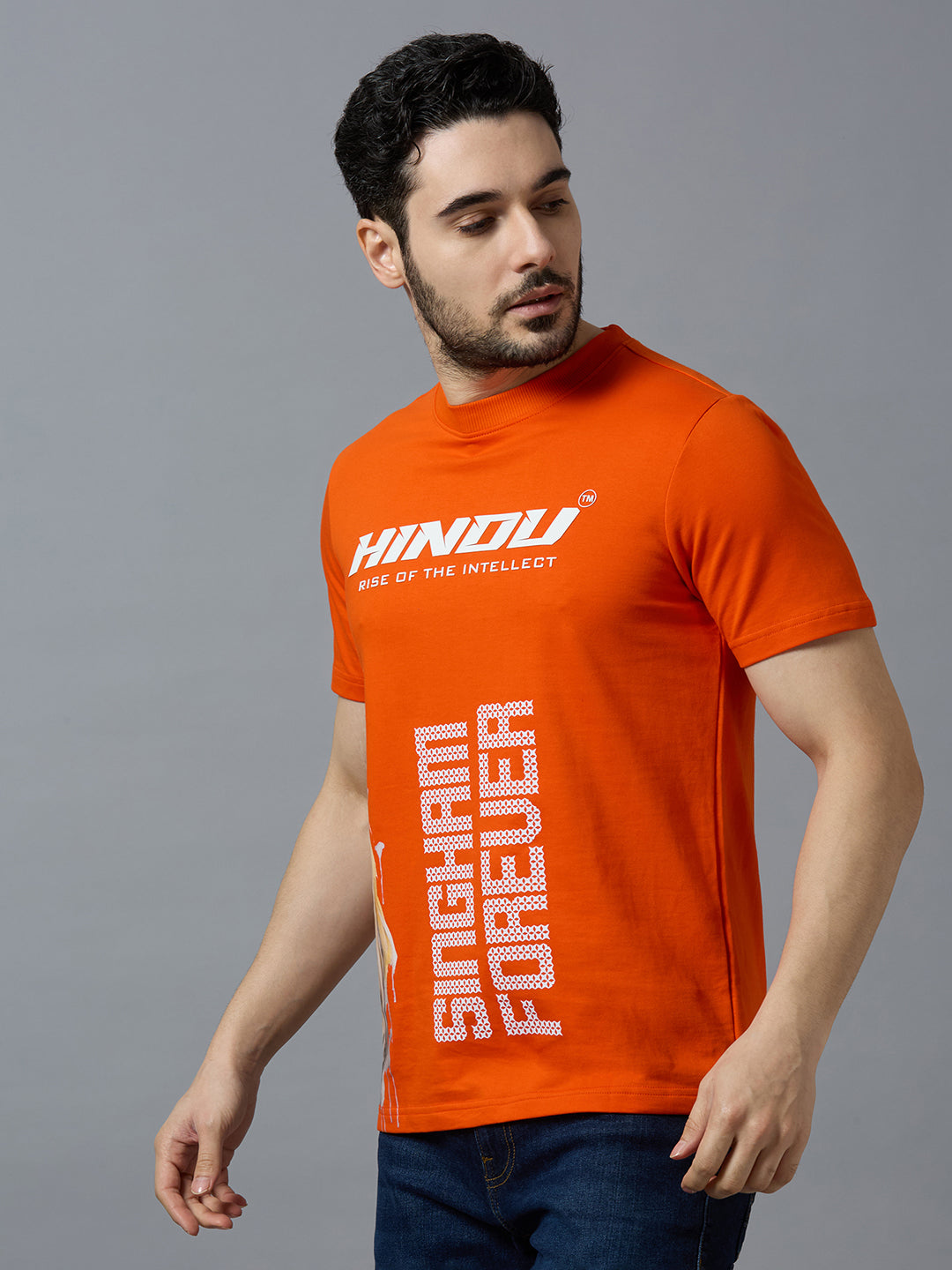 HD ORANGE ANIMAL PRINT RIBNECK TSHIRT YELLOW TIGER