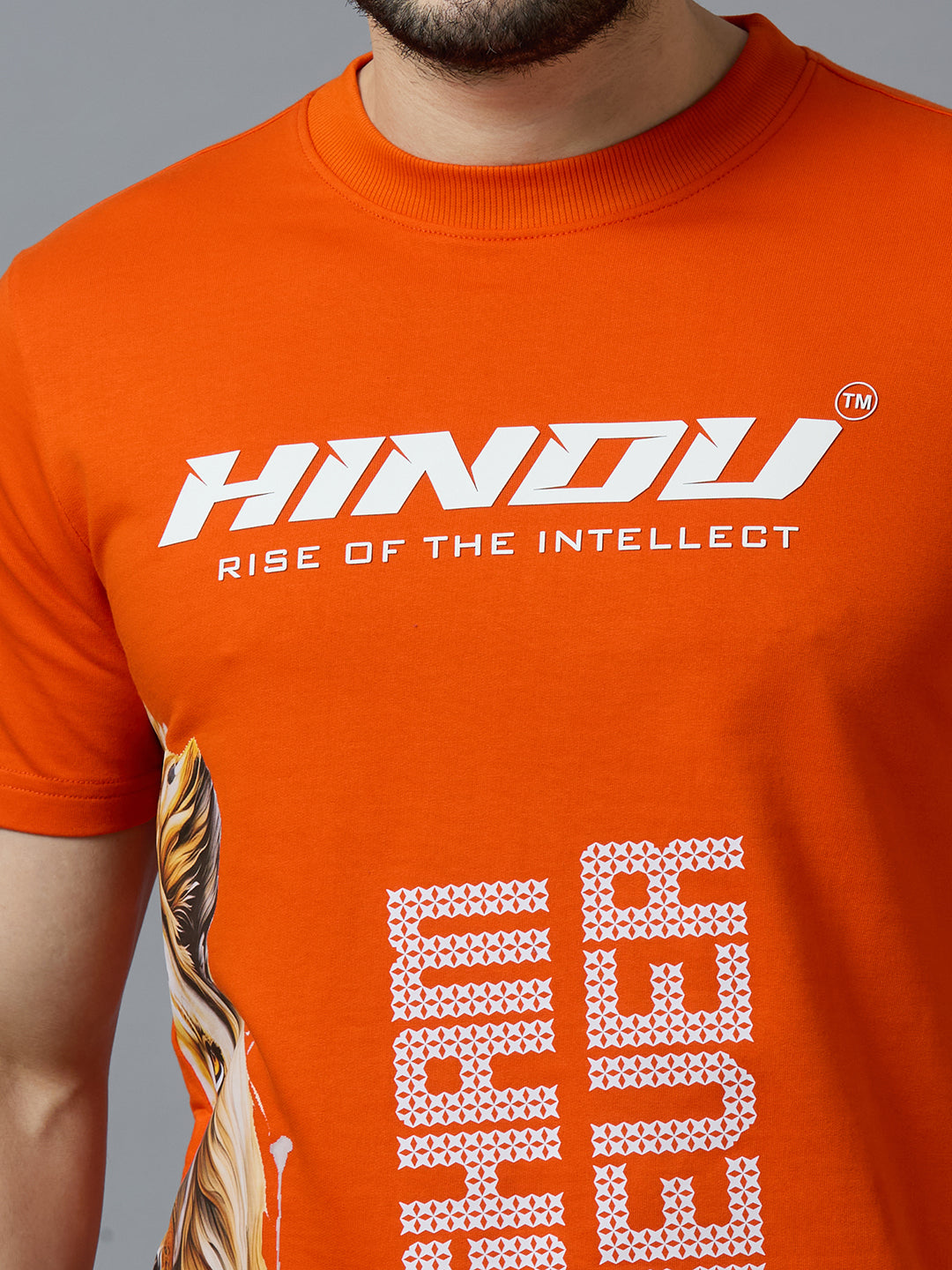HD ORANGE ANIMAL PRINT RIBNECK TSHIRT YELLOW TIGER