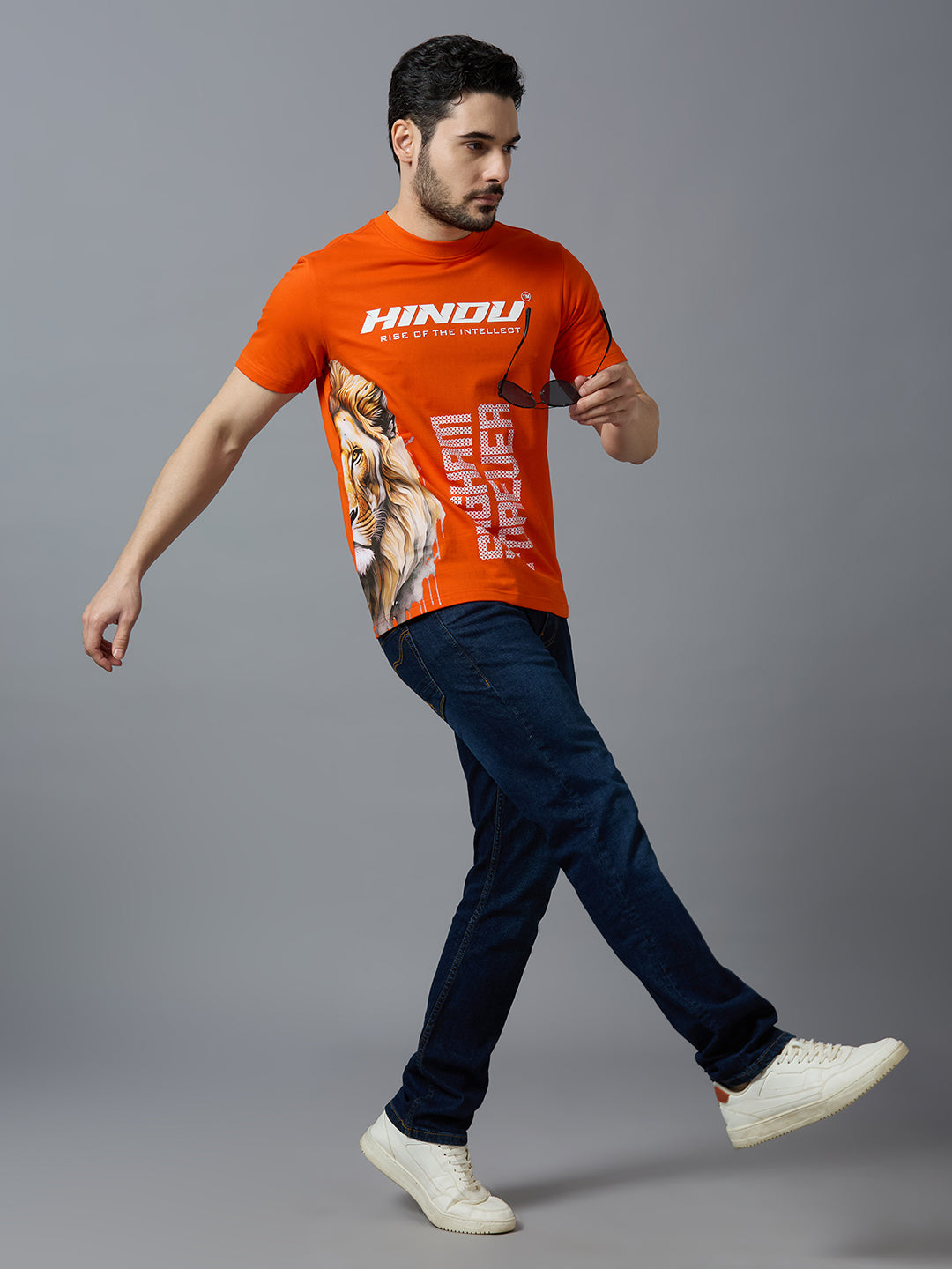 HD ORANGE ANIMAL PRINT RIBNECK TSHIRT YELLOW TIGER
