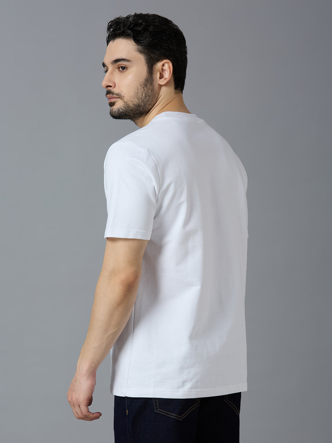 HD ANIMAL PRINT WHITE RIBNECK TSHIRT BLACK ELEPHANT