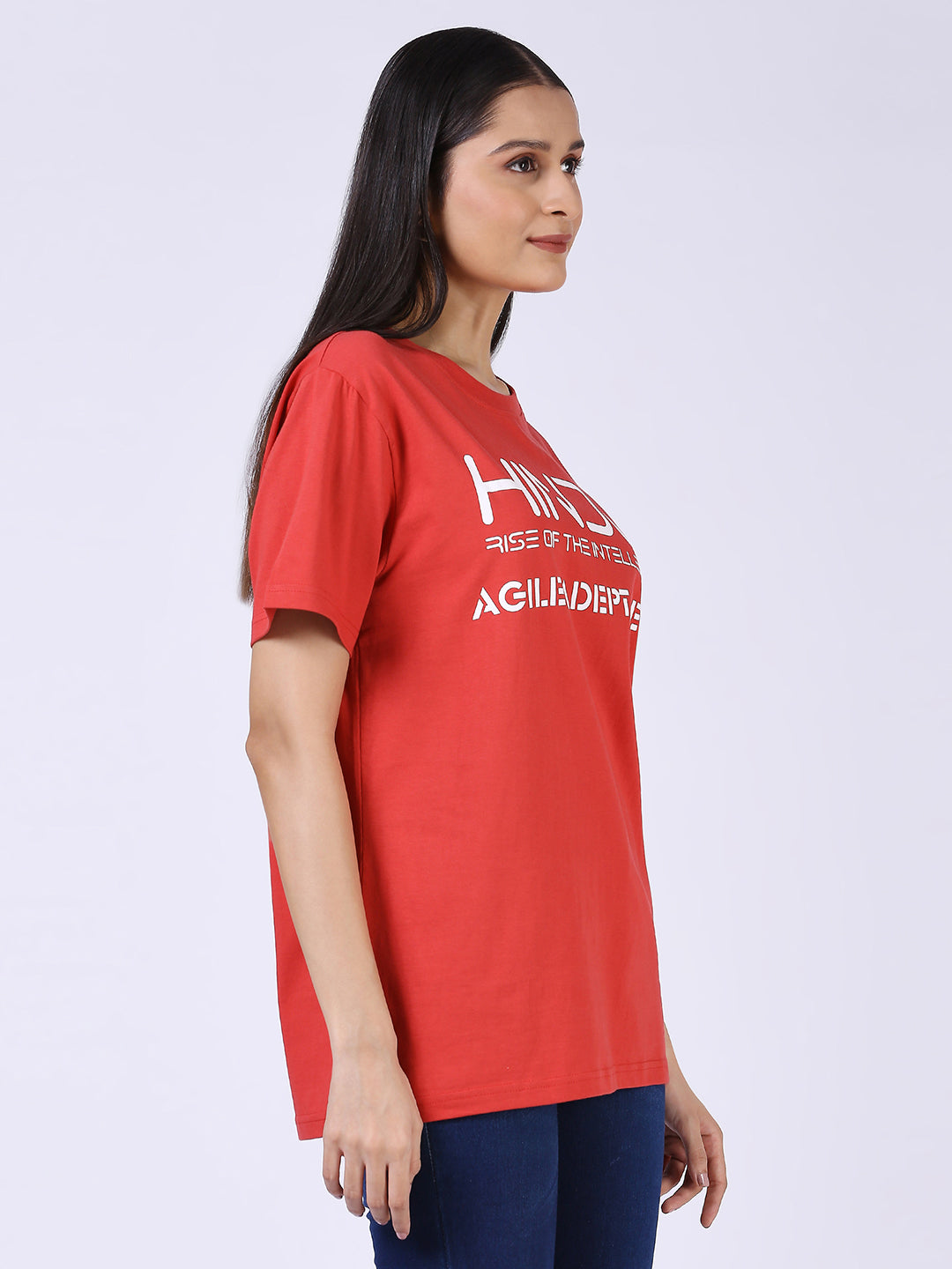 RED RIBNECK TSHIRT WHITE PRINT