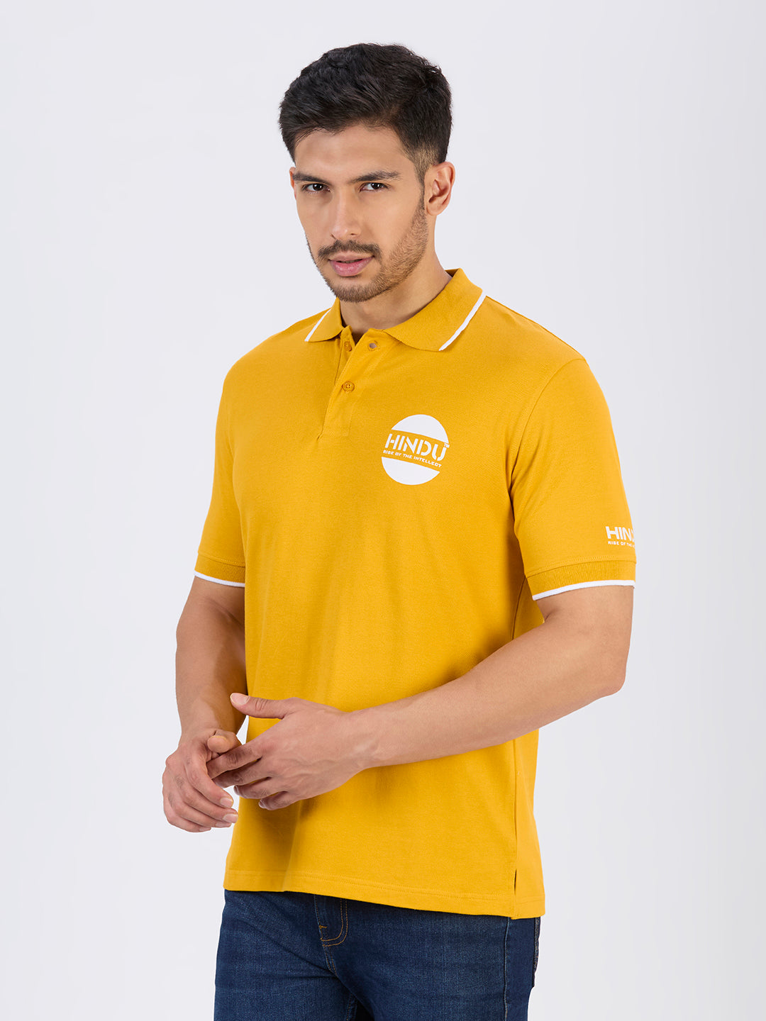 GOLDEN YELLOW POLO NECK TSHIRT
