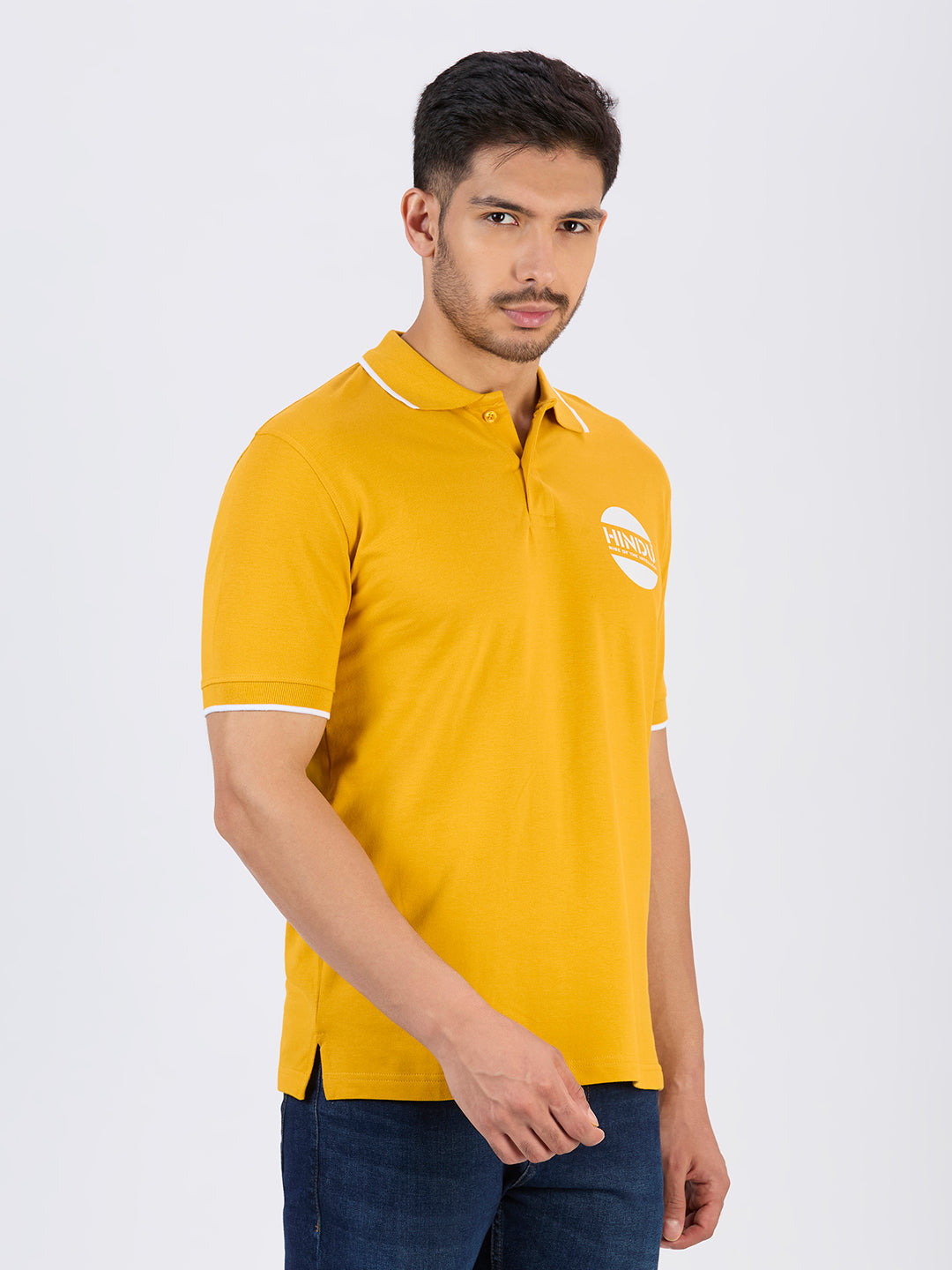 GOLDEN YELLOW POLO NECK TSHIRT