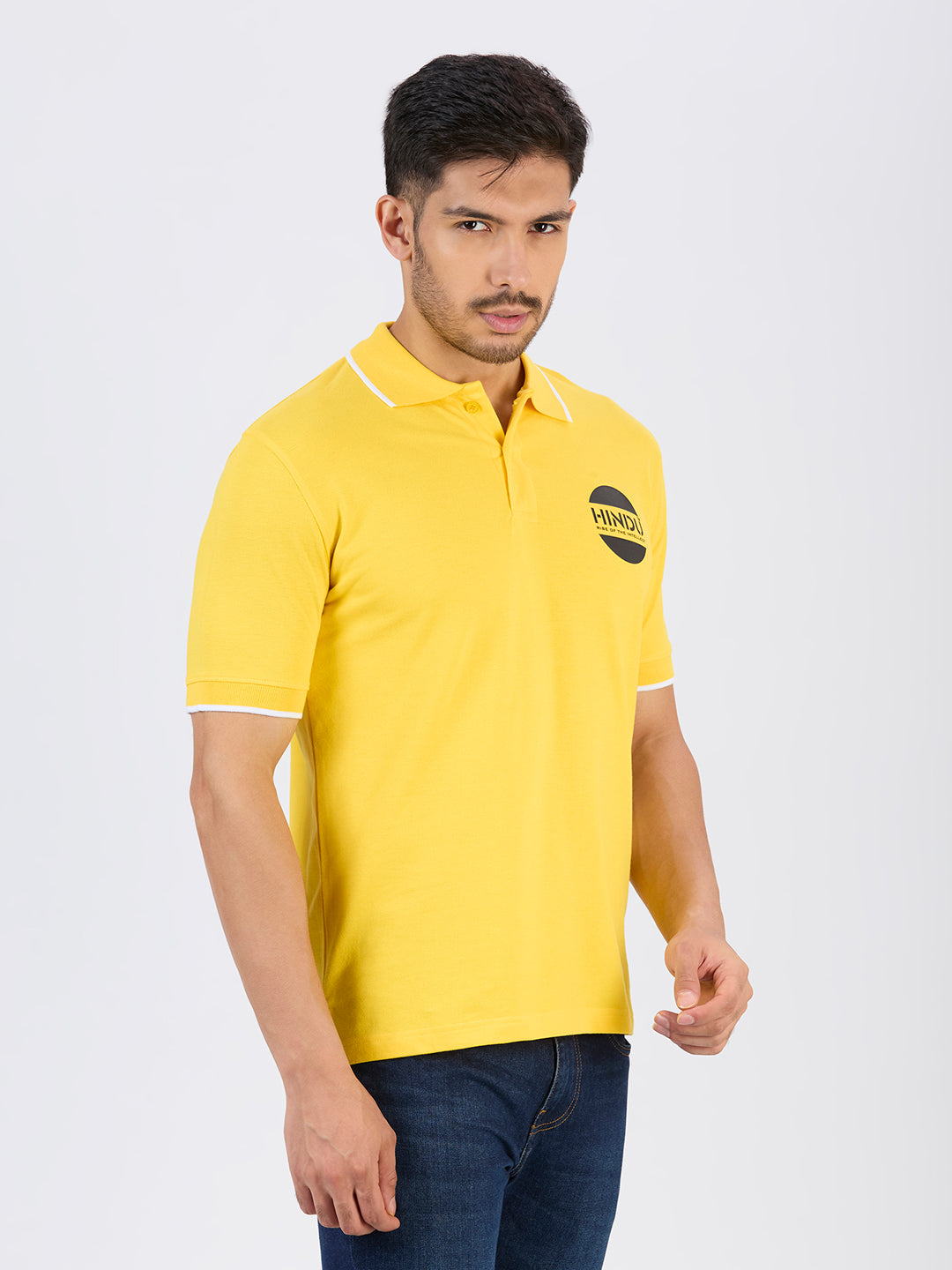 LEMON YELLOW POLO NECK TSHIRT