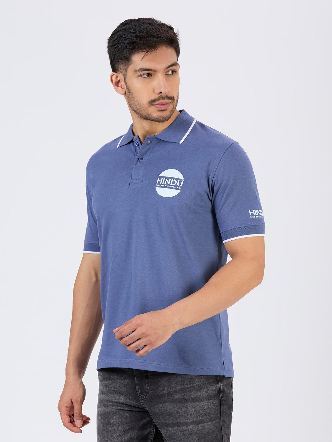 BLUE POLO NECK TSHIRT