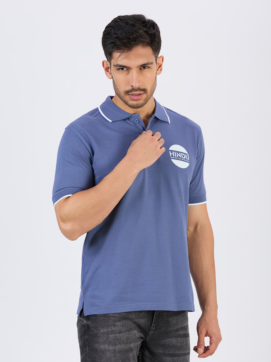 BLUE POLO NECK TSHIRT