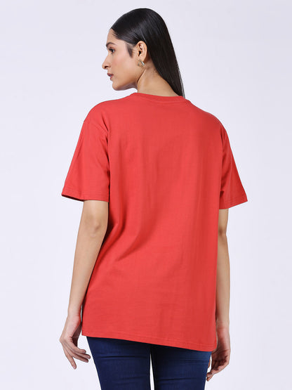 RED RIBNECK TSHIRT WHITE PRINT